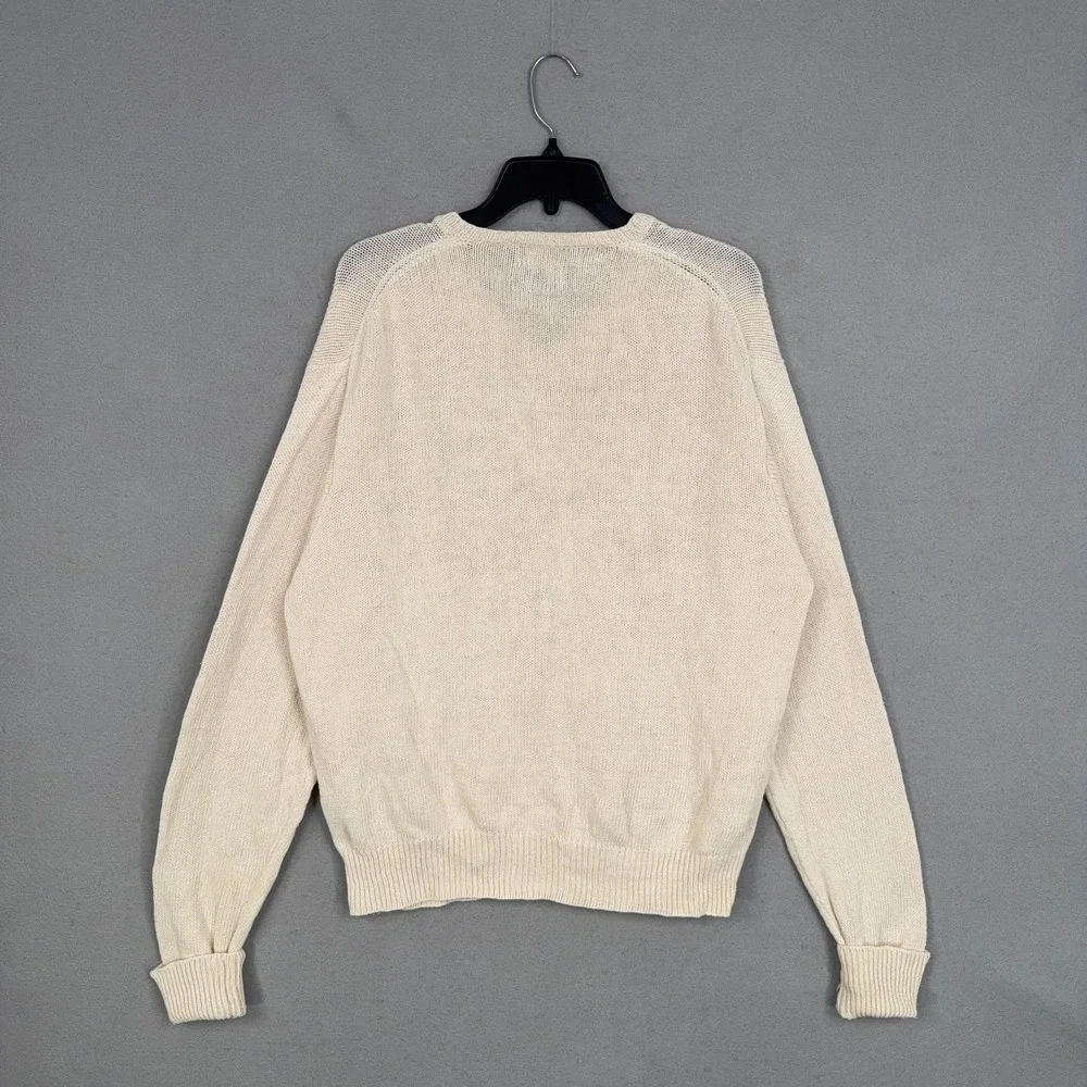 Vintage Polo Ralph Lauren Sweater Men XL Beige Linen Cotton Blend Classic Preppy